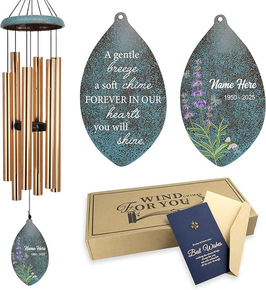 ASTARIN Personalized Sympathy Wind Chimes, Memorial Gifts Wind Chimes, Deep Tone Windchime for Loss of Loved Ones Mom/Dad/Friends, Outdoor Garden Decor