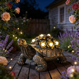 Outdoor Solar Turtle Decor, Resin Succulent Turtle Statue with Waterproof LED Lights, Garden Gift for Plant Lovers for Patio, Balcony, Yard Ornament