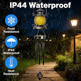 Solar Oil Lamp Wind Chimes for Outside, Hanging Memorial Wind Chimes for Mom Women Grandma, Flower Solar Lantern Windchimes Outdoors for Garden Decor