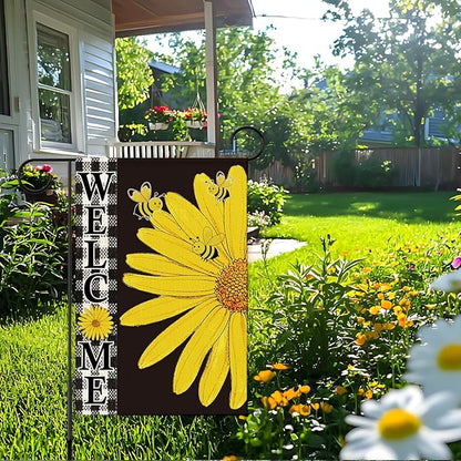 Welcome Garden Flag for Outside,Yellow Daisy Spring Garden Flag Yard Lawn Porch Flags for Outdoor Spring Decorations 12x18 Inch Double Sided