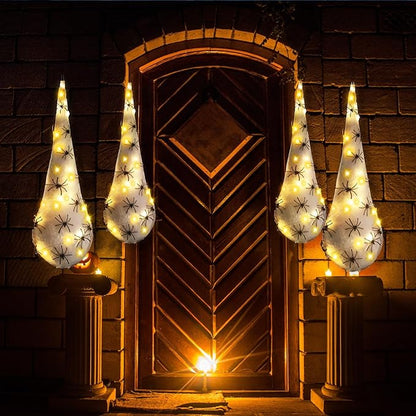 12 Pack Halloween Spider Hanging Egg Sacks Halloween Spider Sacks Decoration Large Props White Webs for Yard Haunted House Lawn Tree Outdoor Party Decor(Yellow)