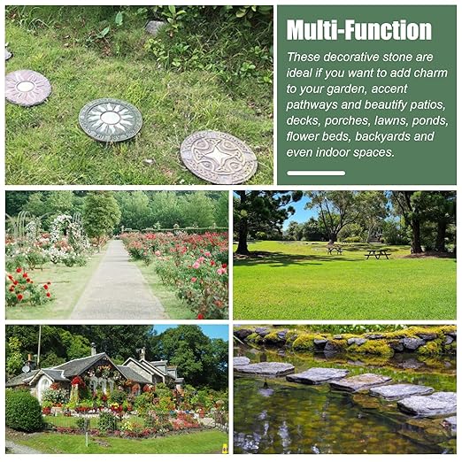 Luminous Garden Stepping Stone, Retro Style Outdoor Backyards Pathway Décor Step Stones, Weatherproof Garden Landscaping Decorative Stone (Size : 1 Pack)