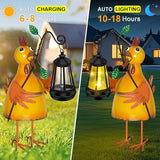 Solar Garden Decor Outdoor Statue, Metal Chicken with Solar Lantern for Outdoor, Yard, Patio Decor, Unique Birthday Gifts for Women Mom Grandma Cute Housewarming Gifts