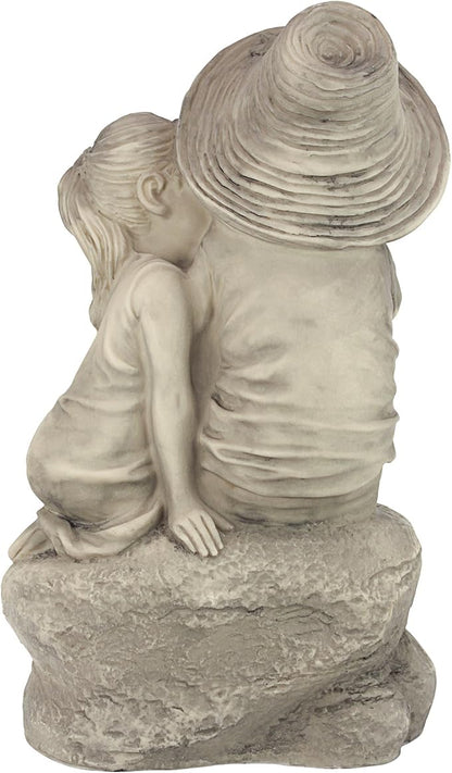 Design Toscano Boy and Girl Garden Decor Statue ,14 Inch, Polyresin, Antique Stone