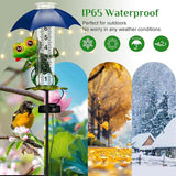 Rain Gauge Outdoor, Frog Rain Gauges with LED Solar Lights Yard Decoration, Metal Yard Art Garden Statues Frog Gifts for Women, Funny Rain Gauge Outdoor Decorative for Patio Garden Decor