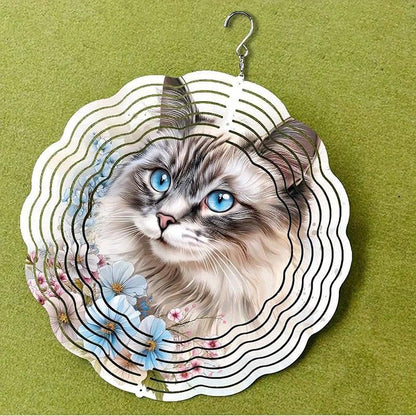 10 Inch Cat Wind Spinner, 3D Metal Animal Hanging Kinetic Wind Rustproof Sculpture Gift for Garden Yard Art Balcony Window Porch Lawn Farm Decor