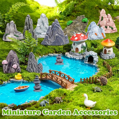 Warmtree 18 Pcs Diorama Rocks Fake Rock Miniature Stone Statue for Diorama Supplies, Micro Train Landscape, Railway Sand Table, Zen Garden Accessories