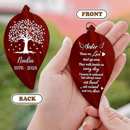 Personalized Sister Cardinal Memorial Crystal Wind Chimes Remembrance Sympathy Ornament Keepsake in Memory of Sibling Elder Sister Female Cousin Custom Name Bereavement Condolence Gift Outdoor Hanging