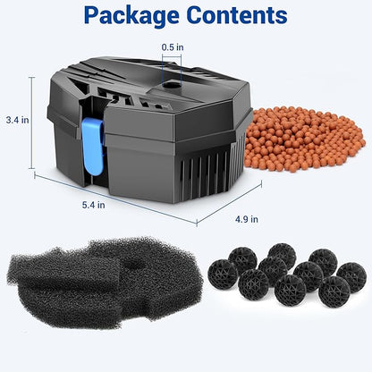 Biling Pond Filter Pump Box for Outdoor Indoor, Compact Filtration Solution for Fish Pond, Aquarium, Fish Tank