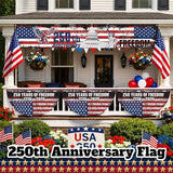 Chumia 5 Pcs USA 250th Anniversary Decoration Set Include 4 Patriotic Fan Banners 1 Large Fence Banner 1776-2026 Semiquincentennial Outdoor Bunting for 4th of July, Memorial Day, Patriotic Party Decor