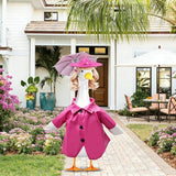 4 Pcs Porch Goose Raincoat with Wigs, Outfits and Clothes, Spring Summer Goose Statue Raincoat Costume, 23" Geese Statue Clothes for Patio Yard Lawn Outdoor Decor (Pink)