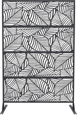 Garveelife Metal Privacy Screen 72" H×47" W for Outdoor Freestanding Decorative Privacy Wall Panels with Stand, Patio Balcony Screens for Outside Divider Deck Porch Garden, 1PC