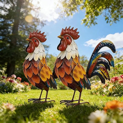 Qianly Metal Garden Statue Lawn Ornament, Creative, 3D Outdoor Statue, Iron Art Decor for Pathway Yard Lawn Backyard Outdoor