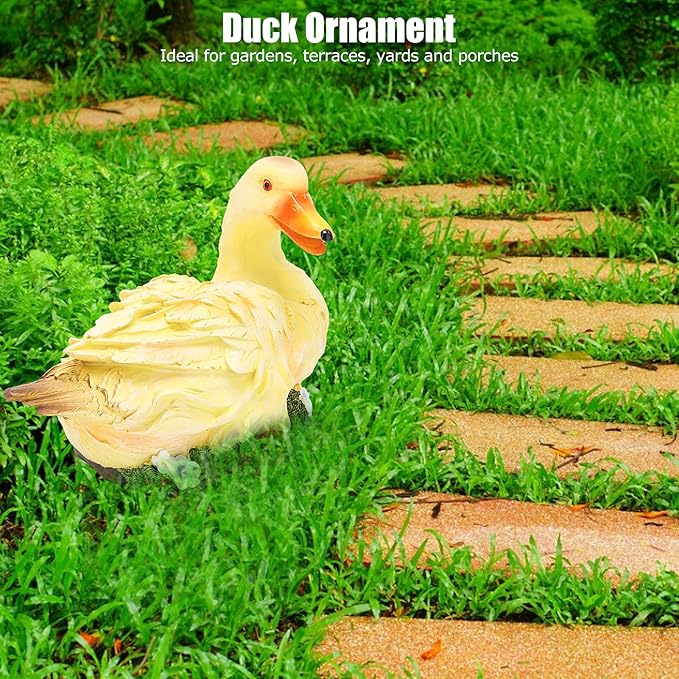 Agatige Garden Duck Ornament, Resin Duck Sculpture Statue Yard Patio Art Decor Sculptures Table Ornament for Outdoor Garden Yard (Yellow Lying Duck)