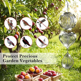 CHONOVO Stainless Steel Reflective Device, Round Bird Devices Set Highly Reflective 3D Wind Spinners Outdoor Garden Decor for Outside Window Roof Yard Orchards 12 Discs 4 Pcs