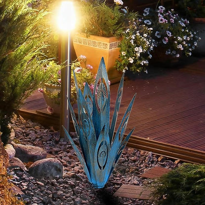 Tequila Rustic Sculpture DIY Metal Agave Plant Home Decor Rustic Hand Painted Metal Agave Garden Ornaments Outdoor Decor Figurines Home Yard Decorations Stakes Lawn Ornaments (Blue new 2PCS)