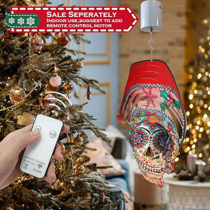 FONMY Santa Sugar Skull Wind Spinner Kinetic 3D Metal Garden Wind Sculpture Unique Gifts Christmas Decorations Quality Hanging Ornament for Home and Garden Indoor/Outdoor 12inch Mandala Wind Spinners