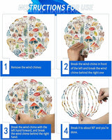 Stainless Steel Wind Spinner for Yard Garden Decoration, Watercolor Mushroom Plant Hand Drawn Retro Round Wind Sculpture Spinner 3D Crafts Hanging Ornaments for Indoor Outdoor, 8 Inch