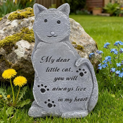 Cats Memorial Stone Garden Statue, Pet Statues Gifts for Loss of Cat Sympathy, Grave Markers for Garden Outdoor Statue Decor