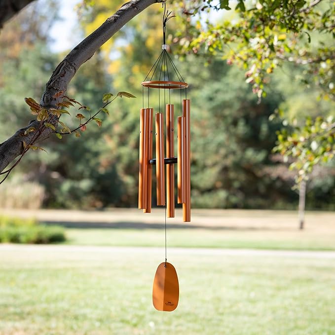 Woodstock Chimes Bells of Paradise Medium 32" Orange Outdoor Memorial Gift, Wind Chimes for Backyard, Porch, Garden Patio Decor, Deep Tone Windchime BPMTER