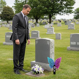 Butterfly Memorial Garden Stake - Metal Miss You Grave Decorations for Cemetery - Sturdy Thickened Remembrance Plaque, Vibrant Sympathy Gift for Loss of Loved One, Cemetery Grave Marker
