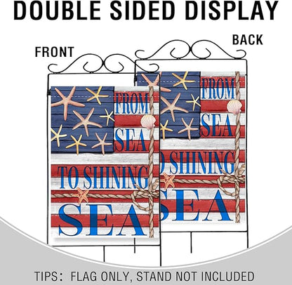 Artofy 4th of July Patriotic Large Decorative House Flag, Coastal America Beach Yard Garden Outside Decor, From Sea to Shining Sea USA American Nautical Outdoor Home Decoration Double Sided 28 x 40