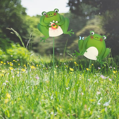 GANAZONO 2pcs Out Door Decor Dragonfly Decor Frogs Lawn Stakes Garden Frogs Decoration Garden Stakes with Sticks Patio Yard Outdoor Iron Metal