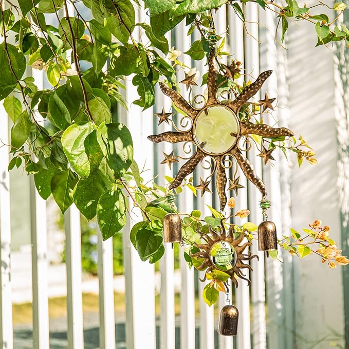 Taman Wind Chime - 22" Sun Face Wind Chimes Valentine's Day Gift for Outdoor Garden, Patio Decor for Spiritual Gifts, Memorial Gift, Outside Hanging Decor for Mom Women Grandma
