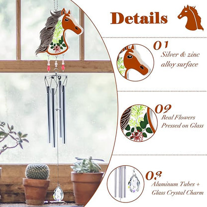 KY&BOSAM Horse Wind Chime with Crystal Sympathy Wind Spinner Memorial Wind Chime for Loss of Loved One Prime Bereavement Sympathy Memorial Gift for Loss of Mother Nana Father Gift Home Garden Decor