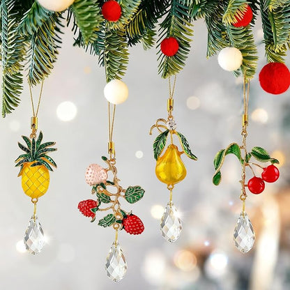 H&D HYALINE & DORA 4 Pcs Fruit Crystal Sun Catcher Rhinestone Cute Fruit Suncatcher with Crystals Prisms for Garden Home Decor