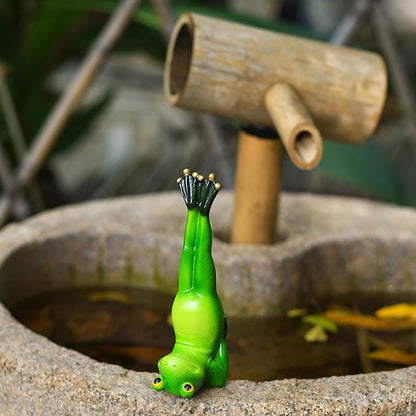 Yoga Frog Statue Outdoor Decor,7.1''(L) Matsyasana Frog Garden Sculptures for Yard Lawn,Resin Animal Figurines Home Porch Patio Table Art Decorations