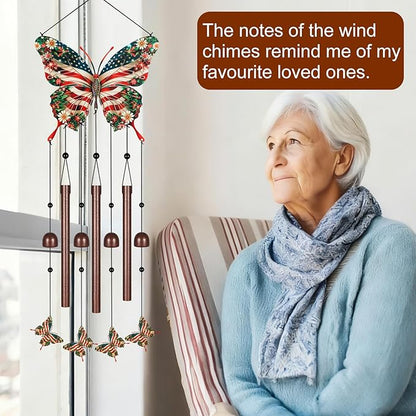 Gifts for Mom, Wind Chimes for Outside Perfect for Outdoor Gardens Patios Home Decor, Features Melodious Tones Create a Zen Atmosphere, Retirement Gifts for Women Men(Colorful Butterfly)