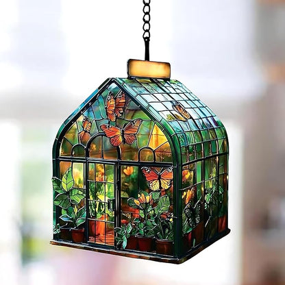 Greenhouse Acrylic Suncatcher, Boho Suncatchers for Window Hanging Ornament, Stained Glass Effect Indoor Outdoor Garden Decor for Nature Lover, Gifts for Mother's Day, Mom, Grandma, Wife, Women