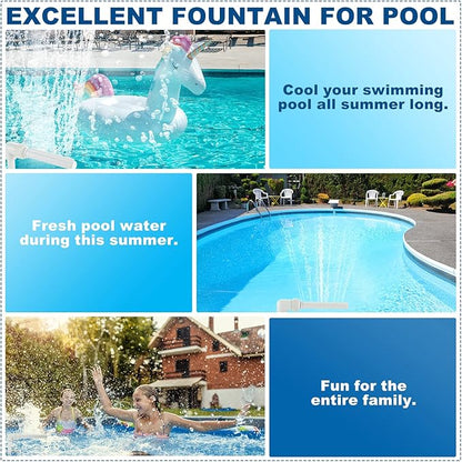Pool Fountain for Inground Swimming Pool Adjustable Pool Fountains for Above Ground Pools Waterfall Fountain Kit Water Fun Sprinklers Fits Most 1.5" Above Inground Pools Threaded Return Jets