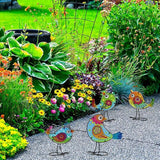 4 Pack Bird Garden Decor for Outside, Glass & Metal Yard Art Decoration for Porch Patio, Garden Statues Sculpture Gifts for Grandma Mom Women (Colorful)