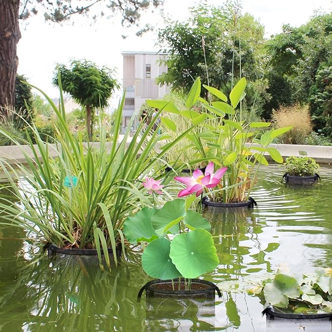 8 Pcs Pond Planting Bags, Mesh Aquatic Pond Lily Planter with Handles Reusable Water Gardens Plant Pots for Aquatic Plants, Marsh Plant Garden Terrestrial Plant (8)