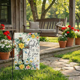 CROWNED BEAUTY Spring Garden Flag Floral Cross 12x18 Inch Double Sided Small Seasonal Holiday Religious Decoration for Outdoor Lawn Yard