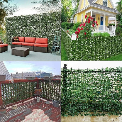 Privacy Fence Screen Artificial Ivy Grass Wall Screen 360x40 in Balcony Fence Privacy Screen Faux Vines Green Backdrop Fake Ivy Wall Panels Hedge Fence for Patio,Garden, Backyard Indoor Outdoor deocr