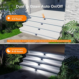 6 Pack Solar Powered Step Lights Outdoor Waterproof LED for Outside Deck Stair Safety Decorative Lamp for Porch, Yard, Patio, Wall, Fence, Walkway, Dual Sided Lighting for Enhanced Security Cool White