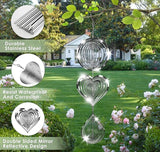 CHONOVO Stainless Steel Reflective Device, Round Bird Devices Set Highly Reflective 3D Wind Spinners Outdoor Garden Decor for Outside Window Roof Yard Orchards 12 Discs 4 Pcs