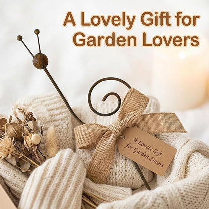 Rustic Metal Snail Garden Stakes Set of 2, 34.6" Outdoor Yard Art, Farmhouse Lawn Decor, Whimsical Iron Spiral Sculpture for Garden, Patio, Flower Bed Decoration