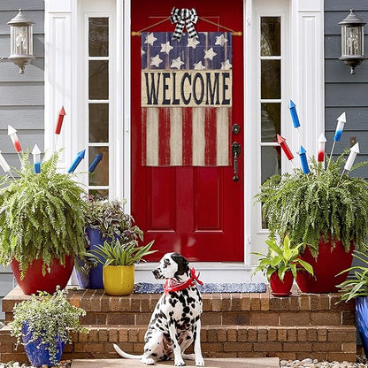 AVOIN colorlife Patriotic 4th of July House Flag 28x40 Inch Double Sided Outside, Memorial Day Retro American Stars and Stripes Welcome Yard Outdoor Decoration