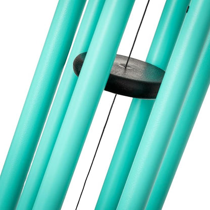 Woodstock Chimes Bells of Paradise Medium 32" Cyan Outdoor Memorial Gift, Wind Chimes for Backyard, Porch, Garden Patio Decor, Deep Tone Windchime BPMCY