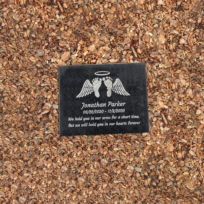 PlaqueMaker Black Granite Memorial Headstone Or Garden Memorial for Lost Infant or Child - Include You Personalized Text. Can be Used as a Sympathy Gift, Garden Stone or Grave Maker (8.5 x 11 x 0.4)