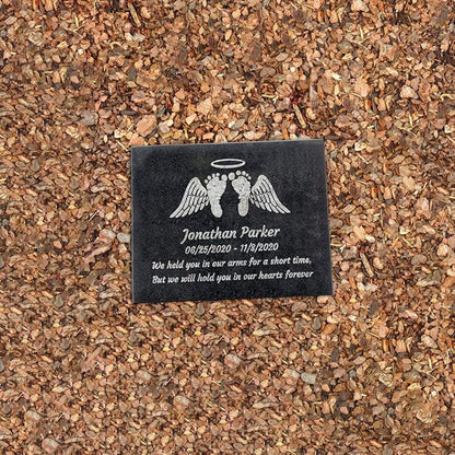 PlaqueMaker Black Granite Memorial Headstone Or Garden Memorial for Lost Infant or Child - Include You Personalized Text. Can be Used as a Sympathy Gift, Garden Stone or Grave Maker (8.5 x 11 x 0.4)
