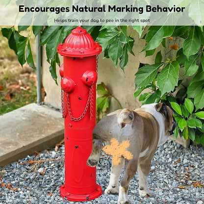 Fire Hydrant for Dogs to Pee On, 24" Metal Dog Fake Fire Hydrant Pee Post Red for Outdoor Training, Pee Pole with Ground Stakes, Fillable Base for Yard, Garden, Patio