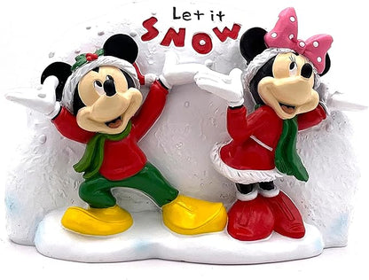 Disney Mickey and Minnie Mouse Let it Snow Christmas Outdoor Garden Rock, 5 inches Tall, Officially Licensed Disney Product