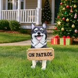 Husky Welcome Light with Solar Lantern & Double-Sided Sign, Sitting Black & White Husky Sculpture for Entry Shelf, Patio & Garden Edge