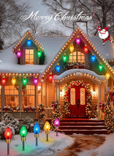 Strawberry Jumbo C9 Christmas Lights Outdoor - 4 Pack Total 34FT 20 LED Jumbo C9 Christmas Pathway Lights Outdoor, C9 Walkway Lights, Christmas Decoration for Outside Lawn Holiday, Multicolor