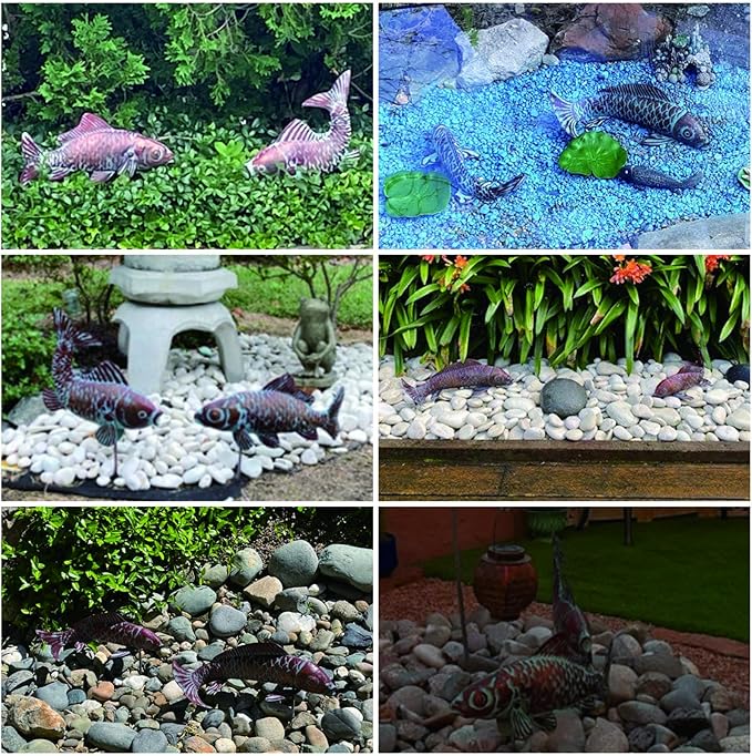 Outdoor Garden Statues Koi Fish Decor,Antique Copper Garden Sculptures & Statues for Outside,Patio,Backyard,Pond,Home,Decorations,Metal Yard Art Fish Stakes,Gifts for Mom Grandma,Set of 3